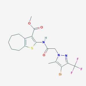 methyl 2-({[4-bromo-5-methyl-3-(trifluoromethyl)-1H-pyrazol-1-yl]acetyl}amino)-5,6,7,8-tetrahydro-4H-cyclohepta[b]thiophene-3-carboxylate