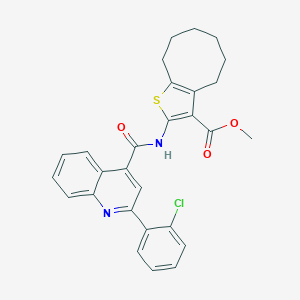 molecular formula C28H25ClN2O3S B448192 Methyl 2-({[2-(2-chlorophenyl)-4-quinolinyl]carbonyl}amino)-4,5,6,7,8,9-hexahydrocycloocta[b]thiophene-3-carboxylate 