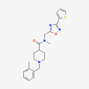molecular formula C22H26N4O2S B4481968 N-METHYL-1-[(2-METHYLPHENYL)METHYL]-N-{[3-(THIOPHEN-2-YL)-1,2,4-OXADIAZOL-5-YL]METHYL}PIPERIDINE-4-CARBOXAMIDE 