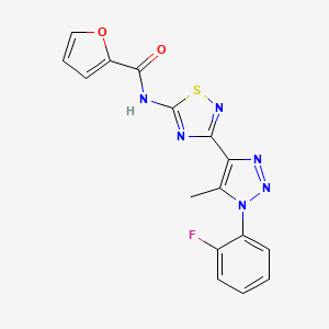 molecular formula C16H11FN6O2S B4482106 N-{3-[1-(2-fluorophenyl)-5-methyl-1H-1,2,3-triazol-4-yl]-1,2,4-thiadiazol-5-yl}-2-furamide 