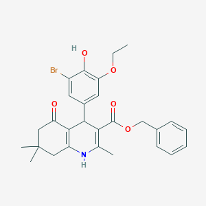 molecular formula C28H30BrNO5 B448212 Benzyl 4-(3-bromo-5-ethoxy-4-hydroxyphenyl)-2,7,7-trimethyl-5-oxo-1,4,5,6,7,8-hexahydroquinoline-3-carboxylate CAS No. 313244-91-6