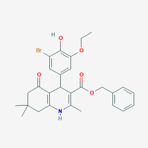 Benzyl 4-(3-bromo-5-ethoxy-4-hydroxyphenyl)-2,7,7-trimethyl-5-oxo-1,4,5,6,7,8-hexahydroquinoline-3-carboxylate