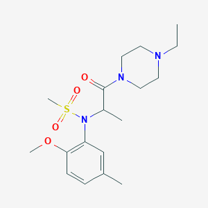 molecular formula C18H29N3O4S B4482150 N-[2-(4-ethyl-1-piperazinyl)-1-methyl-2-oxoethyl]-N-(2-methoxy-5-methylphenyl)methanesulfonamide 