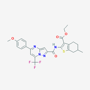Ethyl 2-({[5-(4-methoxyphenyl)-7-(trifluoromethyl)pyrazolo[1,5-a]pyrimidin-2-yl]carbonyl}amino)-6-methyl-4,5,6,7-tetrahydro-1-benzothiophene-3-carboxylate