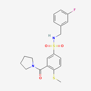 molecular formula C19H21FN2O3S2 B4482225 N-(3-fluorobenzyl)-4-(methylthio)-3-(1-pyrrolidinylcarbonyl)benzenesulfonamide 