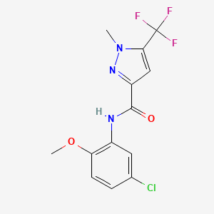 molecular formula C13H11ClF3N3O2 B4482244 N-(5-chloro-2-methoxyphenyl)-1-methyl-5-(trifluoromethyl)-1H-pyrazole-3-carboxamide 