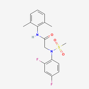 molecular formula C17H18F2N2O3S B4482255 N~2~-(2,4-difluorophenyl)-N~1~-(2,6-dimethylphenyl)-N~2~-(methylsulfonyl)glycinamide 