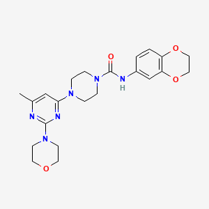 molecular formula C22H28N6O4 B4482271 N-(2,3-Dihydro-1,4-benzodioxin-6-YL)-4-[6-methyl-2-(morpholin-4-YL)pyrimidin-4-YL]piperazine-1-carboxamide 
