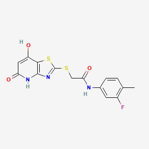 molecular formula C15H12FN3O3S2 B4482284 N-(3-fluoro-4-methylphenyl)-2-[(7-hydroxy-5-oxo-4,5-dihydro[1,3]thiazolo[4,5-b]pyridin-2-yl)thio]acetamide 