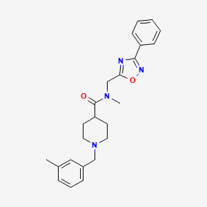 molecular formula C24H28N4O2 B4482309 N-methyl-1-[(3-methylphenyl)methyl]-N-[(3-phenyl-1,2,4-oxadiazol-5-yl)methyl]piperidine-4-carboxamide 