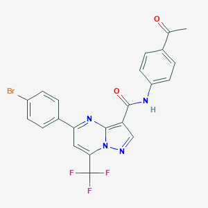 molecular formula C22H14BrF3N4O2 B448231 N-(4-acetylphenyl)-5-(4-bromophenyl)-7-(trifluoromethyl)pyrazolo[1,5-a]pyrimidine-3-carboxamide 