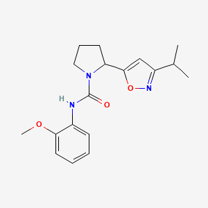 molecular formula C18H23N3O3 B4482343 N-(2-Methoxyphenyl)-2-[3-(propan-2-YL)-1,2-oxazol-5-YL]pyrrolidine-1-carboxamide 