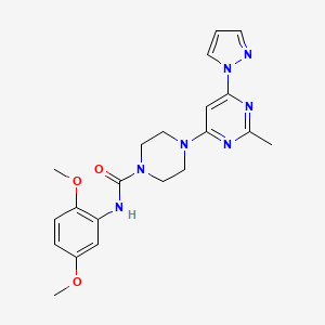 molecular formula C21H25N7O3 B4482366 N-(2,5-dimethoxyphenyl)-4-[2-methyl-6-(1H-pyrazol-1-yl)-4-pyrimidinyl]-1-piperazinecarboxamide 