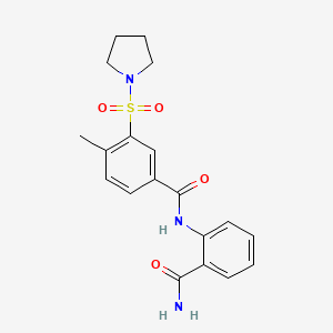molecular formula C19H21N3O4S B4482418 N-[2-(aminocarbonyl)phenyl]-4-methyl-3-(1-pyrrolidinylsulfonyl)benzamide 