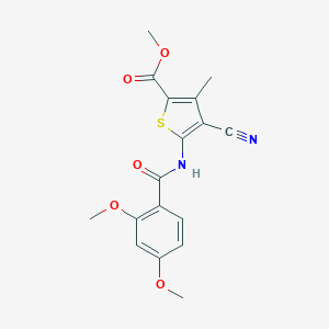 molecular formula C17H16N2O5S B448243 Methyl 4-cyano-5-{[(2,4-dimethoxyphenyl)carbonyl]amino}-3-methylthiophene-2-carboxylate 