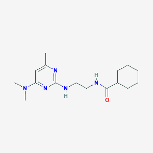 molecular formula C16H27N5O B4482459 N-(2-{[4-(dimethylamino)-6-methyl-2-pyrimidinyl]amino}ethyl)cyclohexanecarboxamide 