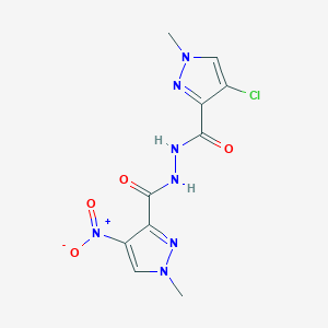 molecular formula C10H10ClN7O4 B448246 N'-[(4-chloro-1-methyl-1H-pyrazol-3-yl)carbonyl]-4-nitro-1-methyl-1H-pyrazole-3-carbohydrazide 