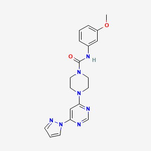 molecular formula C19H21N7O2 B4482531 N-(3-methoxyphenyl)-4-[6-(1H-pyrazol-1-yl)-4-pyrimidinyl]-1-piperazinecarboxamide 