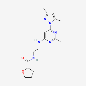 molecular formula C17H24N6O2 B4482539 N-(2-{[6-(3,5-dimethyl-1H-pyrazol-1-yl)-2-methyl-4-pyrimidinyl]amino}ethyl)tetrahydro-2-furancarboxamide 