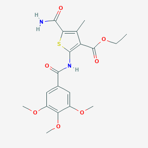 molecular formula C19H22N2O7S B448263 ETHYL 5-CARBAMOYL-4-METHYL-2-(3,4,5-TRIMETHOXYBENZAMIDO)THIOPHENE-3-CARBOXYLATE 