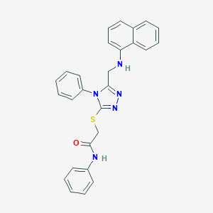 molecular formula C27H23N5OS B448264 2-({5-[(1-naphthylamino)methyl]-4-phenyl-4H-1,2,4-triazol-3-yl}sulfanyl)-N-phenylacetamide 