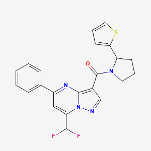 molecular formula C22H18F2N4OS B4482722 7-(difluoromethyl)-5-phenyl-3-{[2-(2-thienyl)-1-pyrrolidinyl]carbonyl}pyrazolo[1,5-a]pyrimidine 