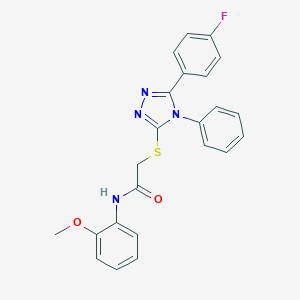 molecular formula C23H19FN4O2S B448283 2-{[5-(4-fluorophenyl)-4-phenyl-4H-1,2,4-triazol-3-yl]sulfanyl}-N-(2-methoxyphenyl)acetamide 