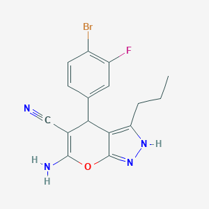 6-Amino-4-(4-bromo-3-fluorophenyl)-3-propyl-2,4-dihydropyrano[2,3-c]pyrazole-5-carbonitrile