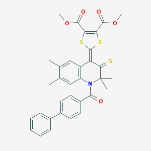 dimethyl 2-[1-(biphenyl-4-ylcarbonyl)-2,2,6,7-tetramethyl-3-thioxo-2,3-dihydroquinolin-4(1H)-ylidene]-1,3-dithiole-4,5-dicarboxylate