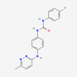 molecular formula C18H16FN5O B4483071 N-(4-fluorophenyl)-N'-{4-[(6-methyl-3-pyridazinyl)amino]phenyl}urea 
