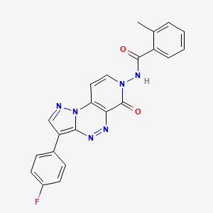 molecular formula C22H15FN6O2 B4483084 N-[3-(4-fluorophenyl)-6-oxopyrazolo[5,1-c]pyrido[4,3-e][1,2,4]triazin-7(6H)-yl]-2-methylbenzamide 
