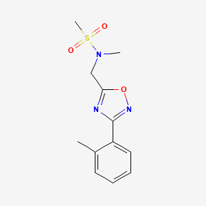 molecular formula C12H15N3O3S B4483332 N-methyl-N-{[3-(2-methylphenyl)-1,2,4-oxadiazol-5-yl]methyl}methanesulfonamide 