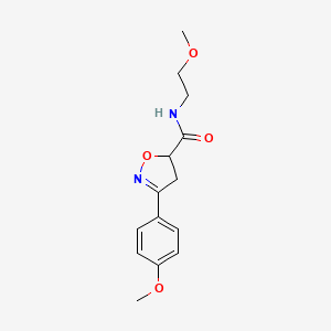 molecular formula C14H18N2O4 B4483358 N-(2-methoxyethyl)-3-(4-methoxyphenyl)-4,5-dihydro-5-isoxazolecarboxamide 