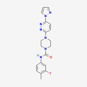 molecular formula C19H20FN7O B4483364 N-(3-fluoro-4-methylphenyl)-4-[6-(1H-pyrazol-1-yl)-3-pyridazinyl]-1-piperazinecarboxamide 