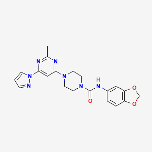 molecular formula C20H21N7O3 B4483379 N-1,3-benzodioxol-5-yl-4-[2-methyl-6-(1H-pyrazol-1-yl)-4-pyrimidinyl]-1-piperazinecarboxamide 