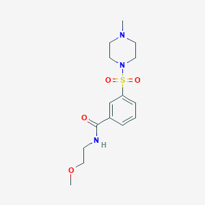 molecular formula C15H23N3O4S B4483467 N-(2-methoxyethyl)-3-[(4-methylpiperazin-1-yl)sulfonyl]benzamide 