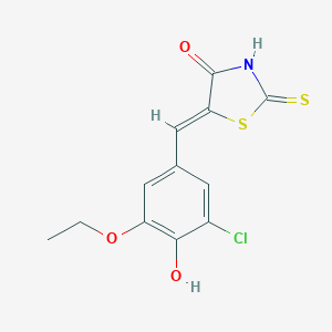 molecular formula C12H10ClNO3S2 B448352 (5Z)-5-(3-chloro-5-ethoxy-4-hydroxybenzylidene)-2-thioxo-1,3-thiazolidin-4-one 