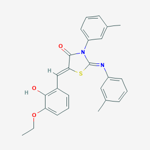 molecular formula C26H24N2O3S B448356 5-(3-Ethoxy-2-hydroxybenzylidene)-3-(3-methylphenyl)-2-[(3-methylphenyl)imino]-1,3-thiazolidin-4-one 