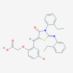 molecular formula C28H25BrN2O4S B448357 [4-Bromo-2-({3-(2-ethylphenyl)-2-[(2-ethylphenyl)imino]-4-oxo-1,3-thiazolidin-5-ylidene}methyl)phenoxy]acetic acid 