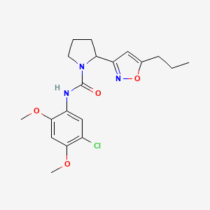 molecular formula C19H24ClN3O4 B4483590 N-(5-chloro-2,4-dimethoxyphenyl)-2-(5-propyl-1,2-oxazol-3-yl)pyrrolidine-1-carboxamide 