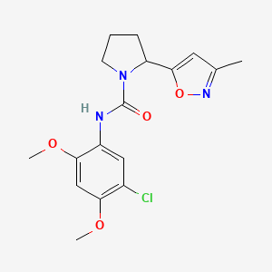 molecular formula C17H20ClN3O4 B4483668 N-(5-chloro-2,4-dimethoxyphenyl)-2-(3-methyl-1,2-oxazol-5-yl)pyrrolidine-1-carboxamide 