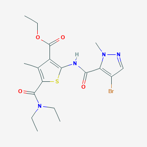 molecular formula C18H23BrN4O4S B448386 ethyl 2-{[(4-bromo-1-methyl-1H-pyrazol-5-yl)carbonyl]amino}-5-[(diethylamino)carbonyl]-4-methyl-3-thiophenecarboxylate 