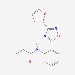 molecular formula C15H13N3O3 B4483932 N-{2-[3-(2-furyl)-1,2,4-oxadiazol-5-yl]phenyl}propanamide 