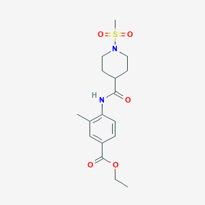 molecular formula C17H24N2O5S B4483957 ETHYL 4-(1-METHANESULFONYLPIPERIDINE-4-AMIDO)-3-METHYLBENZOATE 