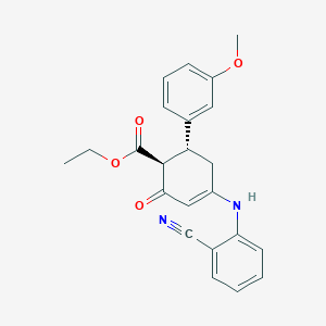 molecular formula C23H22N2O4 B004484 ethyl (1S,6R)-4-(2-cyanoanilino)-6-(3-methoxyphenyl)-2-oxocyclohex-3-ene-1-carboxylate 