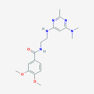 molecular formula C18H25N5O3 B4484016 N-(2-{[6-(dimethylamino)-2-methyl-4-pyrimidinyl]amino}ethyl)-3,4-dimethoxybenzamide 
