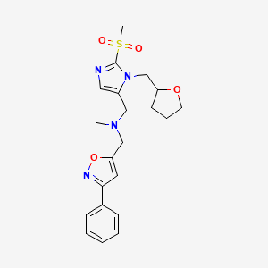 molecular formula C21H26N4O4S B4484231 N-methyl-1-[2-(methylsulfonyl)-1-(tetrahydro-2-furanylmethyl)-1H-imidazol-5-yl]-N-[(3-phenyl-5-isoxazolyl)methyl]methanamine 