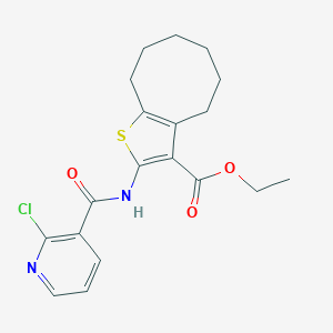 molecular formula C19H21ClN2O3S B448430 ETHYL 2-(2-CHLOROPYRIDINE-3-AMIDO)-4H,5H,6H,7H,8H,9H-CYCLOOCTA[B]THIOPHENE-3-CARBOXYLATE 