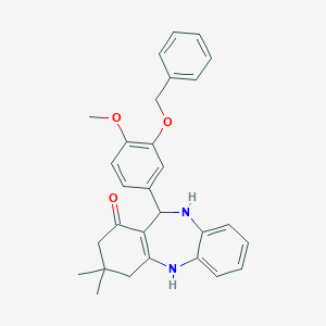 molecular formula C29H30N2O3 B448433 11-[3-(benzyloxy)-4-methoxyphenyl]-3,3-dimethyl-2,3,4,5,10,11-hexahydro-1H-dibenzo[b,e][1,4]diazepin-1-one 