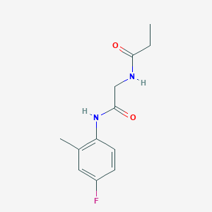 molecular formula C12H15FN2O2 B4484457 N-{2-[(4-fluoro-2-methylphenyl)amino]-2-oxoethyl}propanamide 
